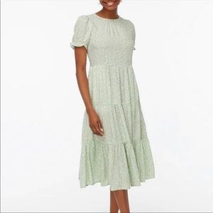 NWT JCREW TIERED FLORAL MIDI DRESS SAGE GREEN